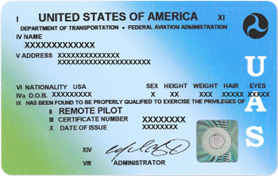Remote Pilot Certificate Card Example